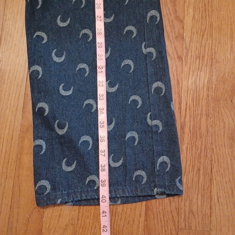 Moon Denim Wide Leg Jeans with Crescent Print Size M - Picture 2 of 3